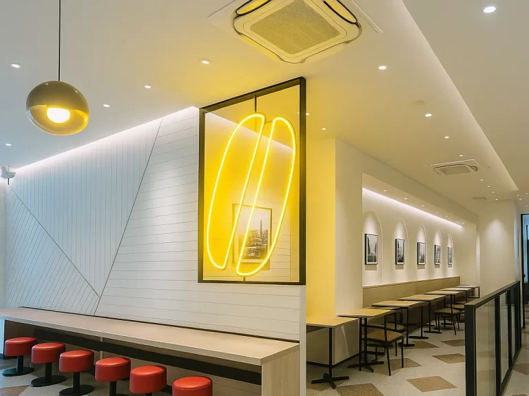 ネオンチューブで“映える空間”に。ドトール南青山店様が仕掛けた、光のサイン演出