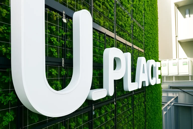 グリーンウォールと看板は相性抜群！白いチャンネル文字の製作事例