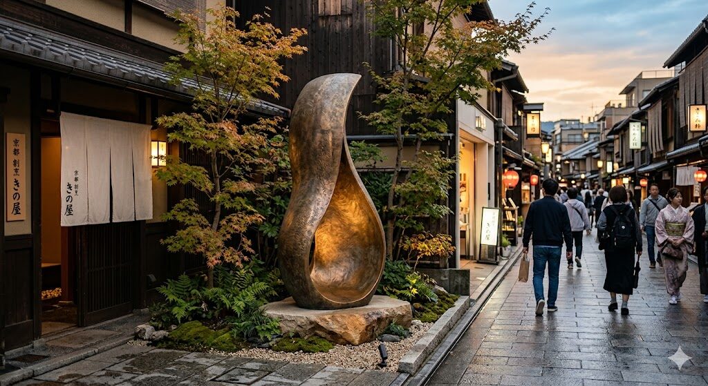 未来の街並みに溶け込み人々の記憶を紡ぐモニュメント